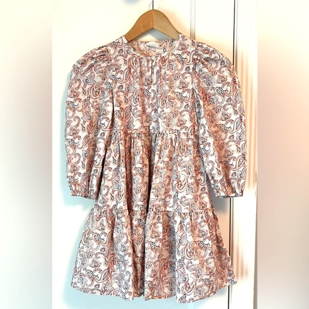 J. Crew Crewcuts spring paisley tiered puff-sleeve cotton dress